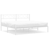 Metal Bed Frame without Mattress with Headboard White 193x203cm 372332
