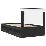 Bed Frame with Headboard Black 100 x 200 cm Solid Pine Wood 3411047