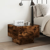 ZNTS Bedside Table with Infinity LED Smoked Oak 40x40x30 cm 3284067