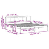Bed Frame White 180 x 200 cm Solid Pine wood 872180