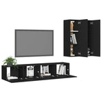 ZNTS 4 Piece TV Cabinet Set Black Engineered Wood 3078791