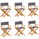 6 Piece Folding Garden Chairs Dark Grey Fabric 3208914