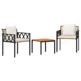Outdoor Furniture Set 3 pcs Brown and Cream White Poly Rattan 42025349