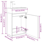 Bathroom Vanity Unit with Tap Smoked Oak 45.5 x 22.5 x 84 cm 889446