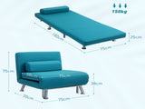 Single Linen-Feel Sleeper Chair - Dark Blue T3398P341325