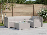 4-Seater Garden Sofa Rattan Look PP White 3443996