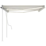 Manual Retractable Awning with LED 4.5x3.5 m Cream 3070042