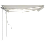 ZNTS Manual Retractable Awning with LED 4.5x3.5 m Cream 3070042