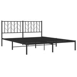 Metal Bed Frame without Mattress with Headboard Black 160x200cm 374440