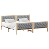 Bed Frame Light Grey 200 x 200 cm Solid Pine Wood 3394268