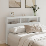 Headboard Cabinet with LED White 160x17x102 cm 839203