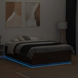 Bed Frame with LED without Mattress Brown Oak 135x190 cm Double 3209652