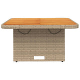 Garden Table Beige 80x80x71 cm Poly Rattan and Acacia Wood 368271