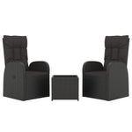 ZNTS 3 Piece Garden Lounge Set Black Poly Rattan&Steel 3157671