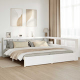Bookcase Bed without Mattress White 200x200 cm Solid Wood Pine 3324345