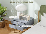 Set of Two Elegant Bedside Tables - Grey/Gold-Tone T3398P330483