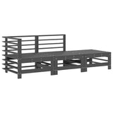 3 Piece Garden Lounge Set with Cushions Grey Solid Wood 3186034