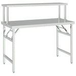 Kitchen Work Table with Overshelf 120x60x115 cm Stainless Steel 3155991