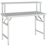 Kitchen Work Table with Overshelf 120x60x115 cm Stainless Steel 3155991