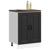Kitchen Base Cabinet Porto Black Engineered Wood 853918