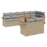 Garden Sofa Set 9 pcs Beige and Light Grey Poly Rattan 3349349