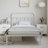 Bed Frame White Powder-Coated Steel Single Bed Frame 352621