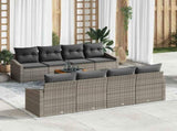 Garden Sofa Set with Cushion 9 pcs Grey Poly Rattan 3347804