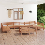 ZNTS 13 Piece Garden Lounge Set Honey Brown Solid Wood Pine 3083462