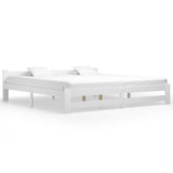 Bed Frame White Solid pine wood, plywood 200x200 cm Durable 322004