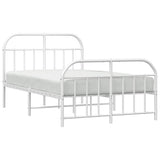 Bed Frame White Powder-Coated Steel Small Double Bed Frame 353699