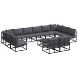 Garden Sofa Set with Cushion 13 pcs Black Aluminium 3378919