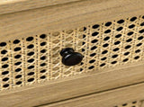 Storage Cabinet, 4-Drawer Unit with Rattan Element for Bedroom, Living Room, 80cmx35cmx95cm, Wood T3398P344151