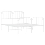 Metal Bed Frame without Mattress with Footboard White 135x190cm 373953