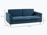 Compact Loveseat Sofa, Modern 2 Seater Sofa for Living Room with Wood Legs and Armrests, Blue T3398P378084