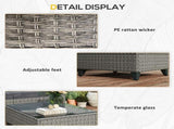 5-Piece Rattan Patio Furniture Set with Corner Sofa, Footstools, Coffee Table, for Poolside, Dark T3398P318600