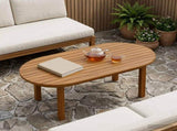 Table Top 80 x 40 x 3.5 cm Oval Solid Teak Wood Natural 42033160