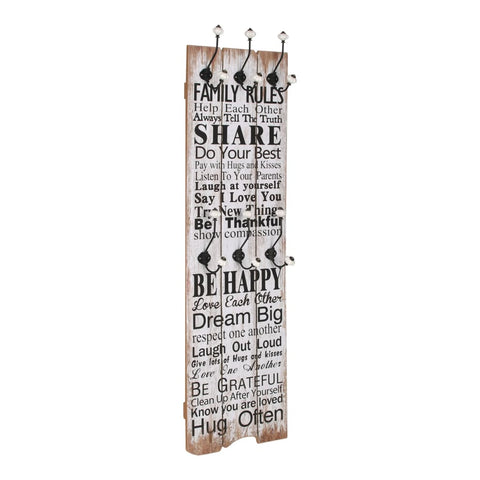 ZNTS Wall-mounted Coat Rack with 6 Hooks 120x40 cm FAMILY RULES 245854