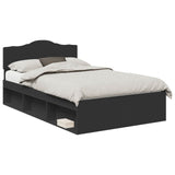Bed Frame with Headboard Black 135 x 190 cm Solid Pine Wood 3412908