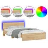 Bed Frame Sonoma oak Engineered wood and plywood Double Bed Frame 3207625