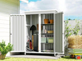Outdoor Storage Cabinet with Removable Shelves, Garden Tool Shed with Asphalt Roof, White and Black T3398P552494