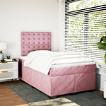 ZNTS Box Spring Bed with Mattress Pink 120x190 cm Small Double Velvet 3290875