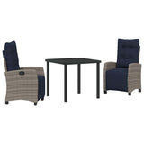 Garden Dining Set with Cushion 3 pcs Grey Poly Rattan 3380470