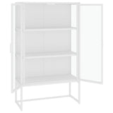 Highboard White 80x35x135 cm Steel and Tempered Glass 335884