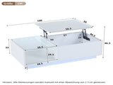 Lift Up Coffee Table Hidden Storage, High Gloss Centre Table with LED, Lifting Sofa Side Table, N605P356892W
