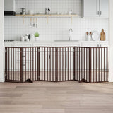 Dog Gate with Door Foldable 6 Panels Brown 300 cm Poplar Wood 352199