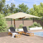 Cantilever Garden Parasol with Wooden Pole 400x300 cm Sand White 318429