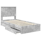 Storage Bed Concrete Grey 90 x 200 cm Engineered Wood 3411246