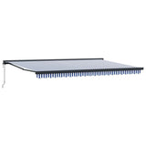 Retractable Awning Blue and white 500 x 300 cm Fabric, Metal 3331196