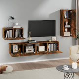 4 Piece TV Cabinet Set Smoked Oak Engineered Wood 3114339