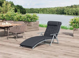 Steel Frame Outdoor Garden Padded Sun Lounger w/ Pillow Black T3398P315432